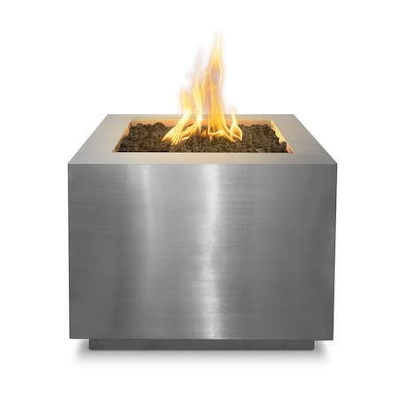 The Outdoor Plus 60 Square Forma Fire Pit - Stainless Steel - Spark Ignition with Flame Sense - Natural Gas OPT-6060SQSSFSEN-NG